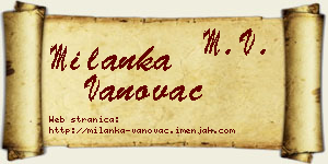 Milanka Vanovac vizit kartica